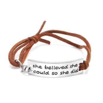 She Believed She Could So She Did Leather Bracelet