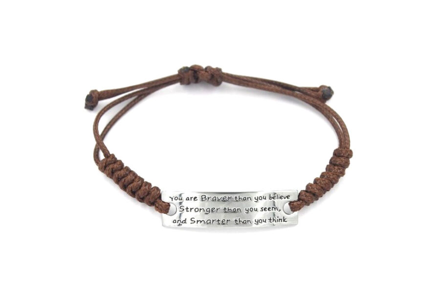 Braver Stronger Smarter Brown Cord Bracelet