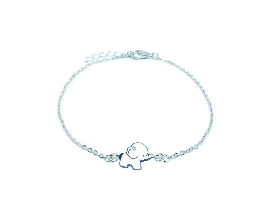 White Enamel Elephant Chain Bracelet