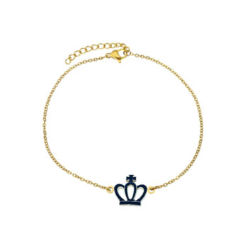 Black Enamel Crown Chain Bracelet