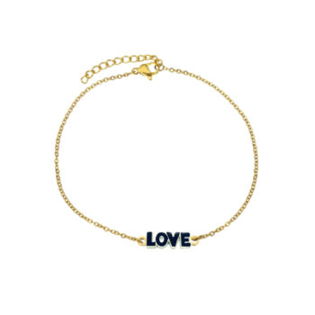 Black Enamel Love Chain Bracelet