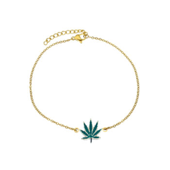 Green Enamel Leaf Chain Bracelet