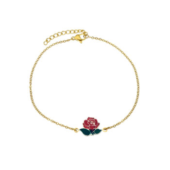 Enamel Rose Chain Bracelet