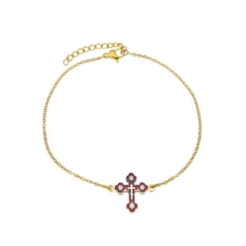 Red Enamel Cross Chain Bracelet