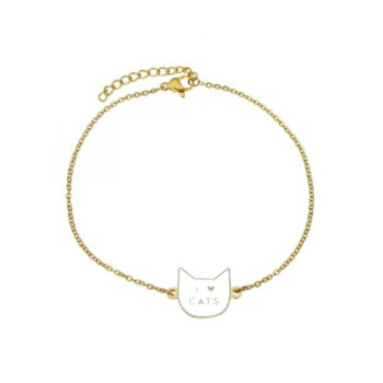 Enamel I Love Cat Chain Bracelet