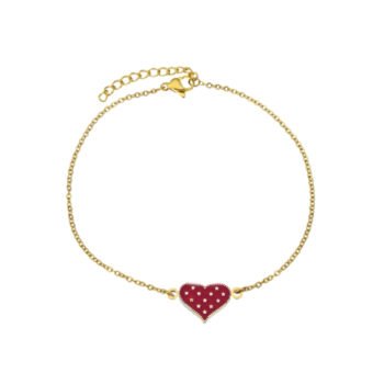 Red Enamel Heart Chain Bracelet