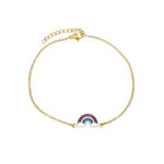 Enamel Rainbow Gold tone Charm Chain Bracelet