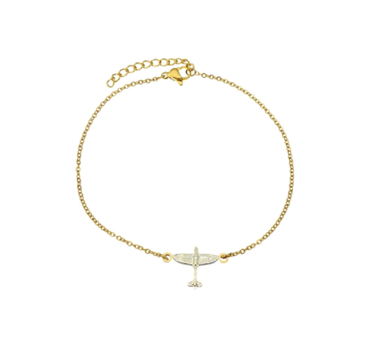 ZC-106.jpg Airplane Gold tone Charm Chain Bracelet