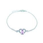 Heart Pink Ribbon Charm Chain Bracelet