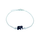 Black Enamel Elephant Charm Chain Bracelet