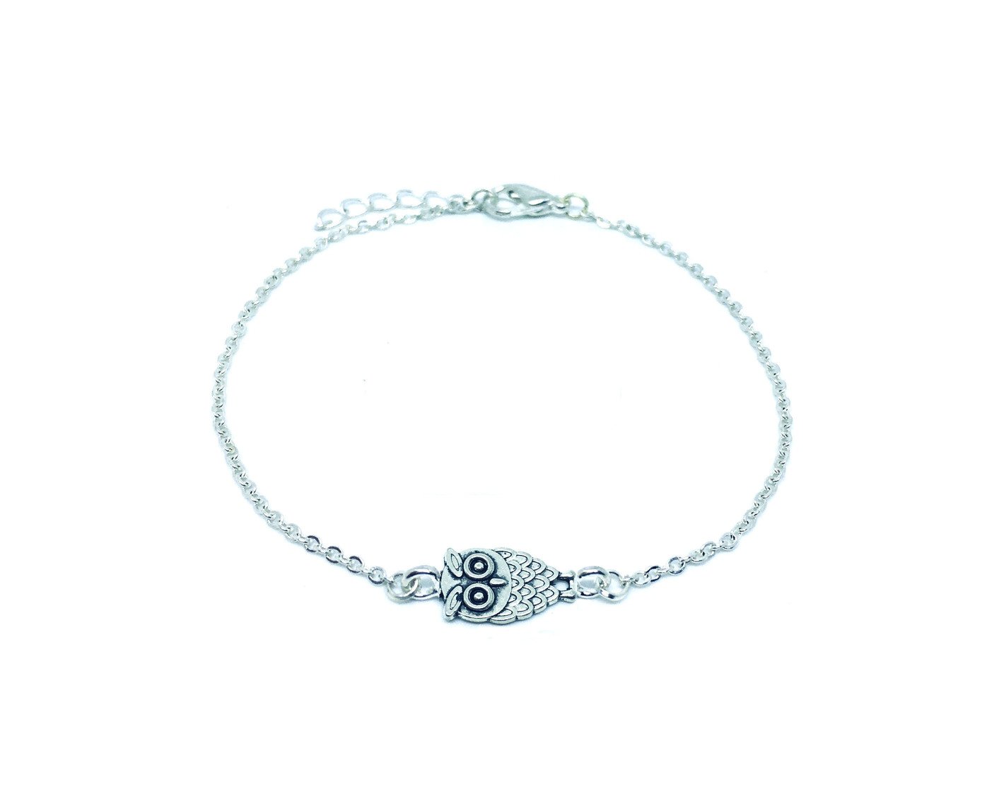 ZC-158.jpg Silver plated Owl Charm Chain Bracelet