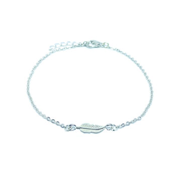 Feather Silver plated Charm Chain Bracelet