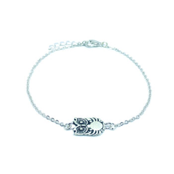 Silver tone Owl Charm Chain Bracelet
