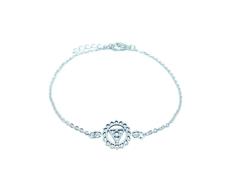 Silver tone Chakra Charm Chain Bracelet