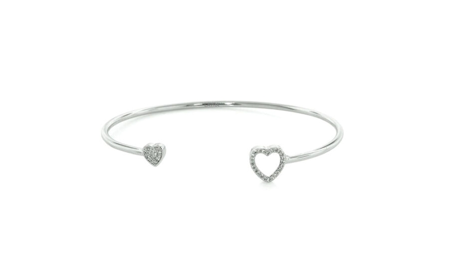 Rhinestone Heart Cuff Bracelet