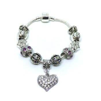 Crystal Heart Charm European Bracelet