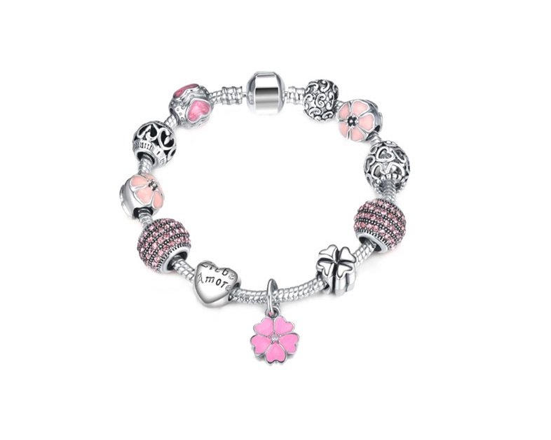 ZEURO-019.jpg Flower Charm European Bracelet
