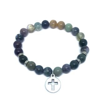 Agate Cross Charm Bracelet