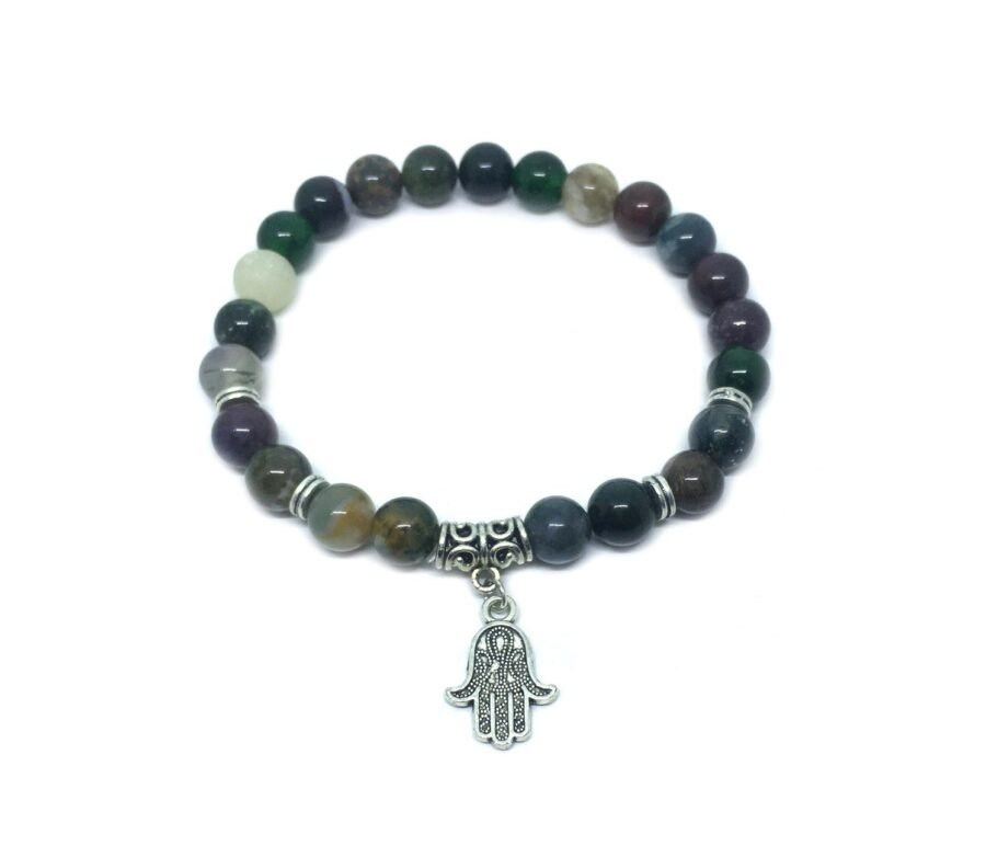 Agate Hamsa Charm Bracelet