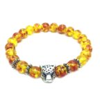 Amber Bead Leopard Bracelet