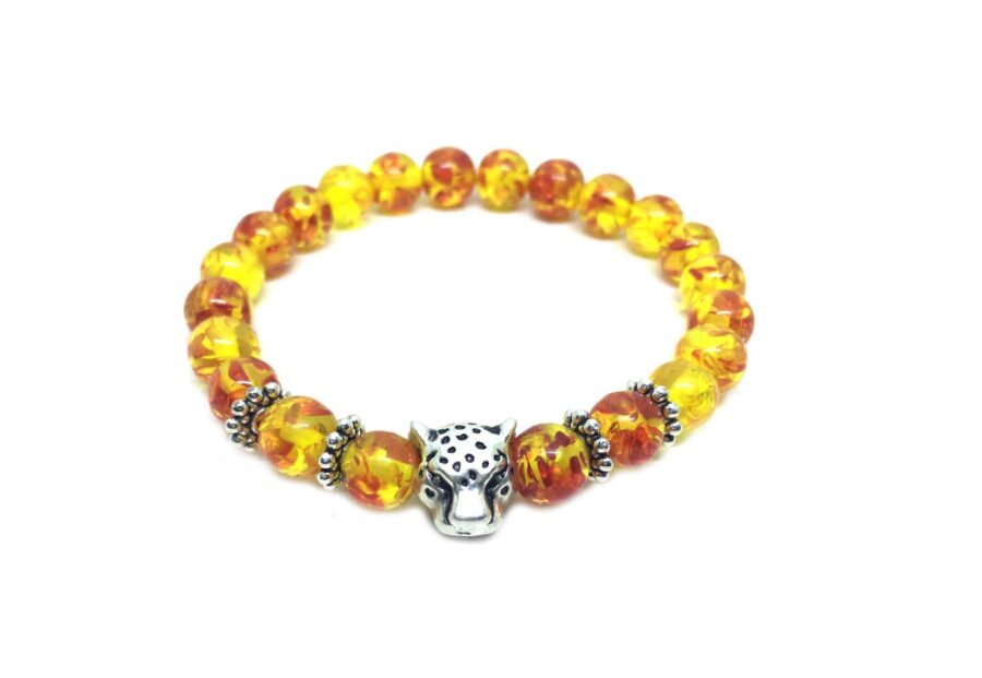 Amber Bead Leopard Bracelet