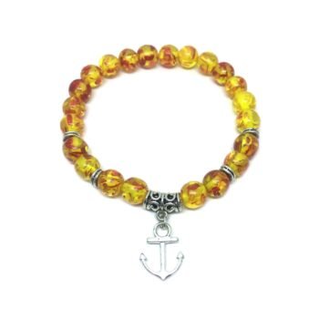 Amber Anchor Charm Bracelet