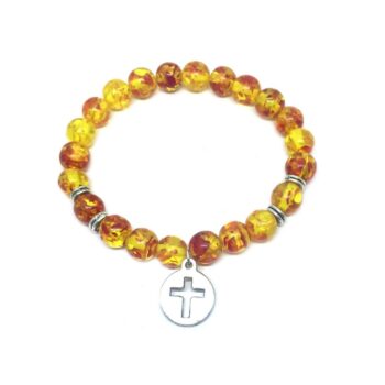 Amber Cross Charm Bracelet