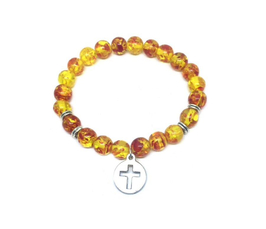 Amber Cross Charm Bracelet