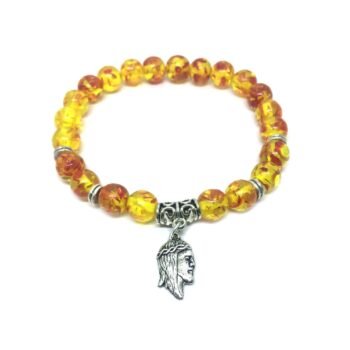 Amber Jesus Charm Bracelet