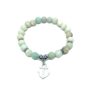 Amazonite Anchor Charm Bracelet