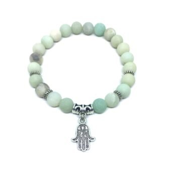 Amazonite Hamsa Charm Bracelet