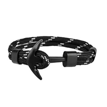 Black Anchor Rope Bracelet