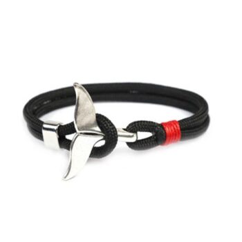 Whale Tail Black Anchor Bracelet