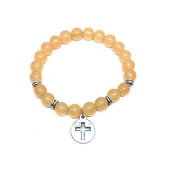 Citrine Cross Charm Bracelet