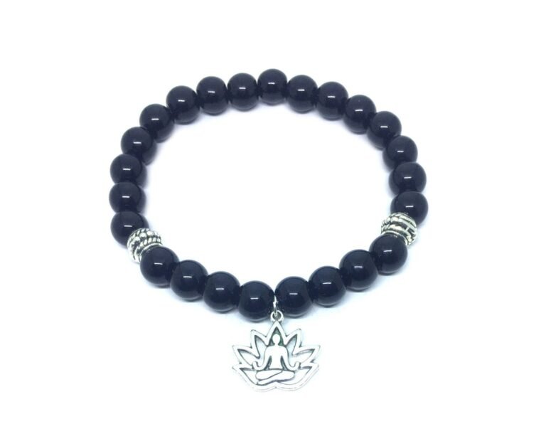 Black Tourmaline Yoga Charm Bracelet