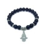 Black Tourmaline Hamsa Charm Bracelet