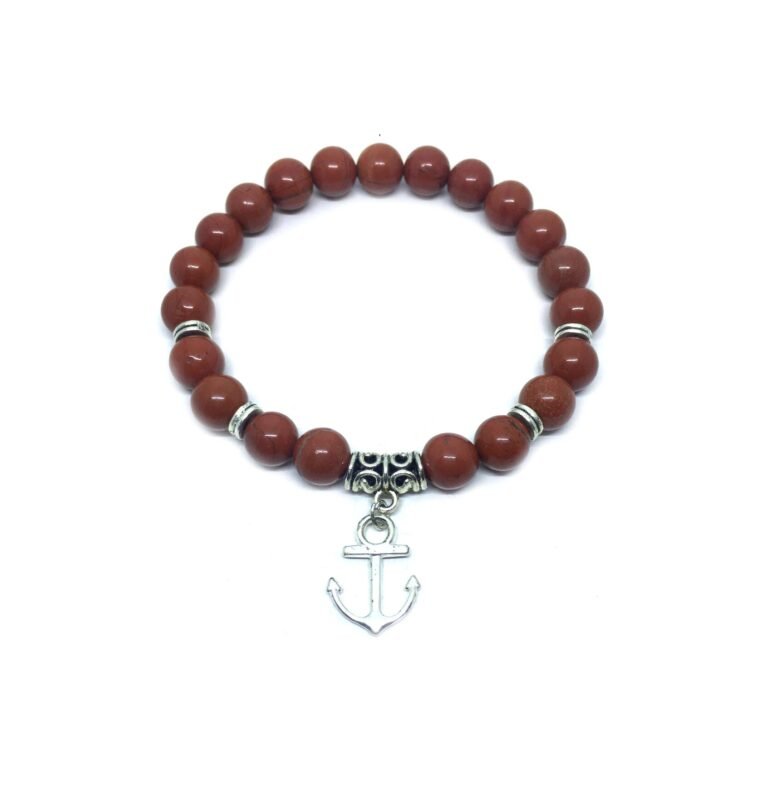 Jasper Anchor Charm Bracelet