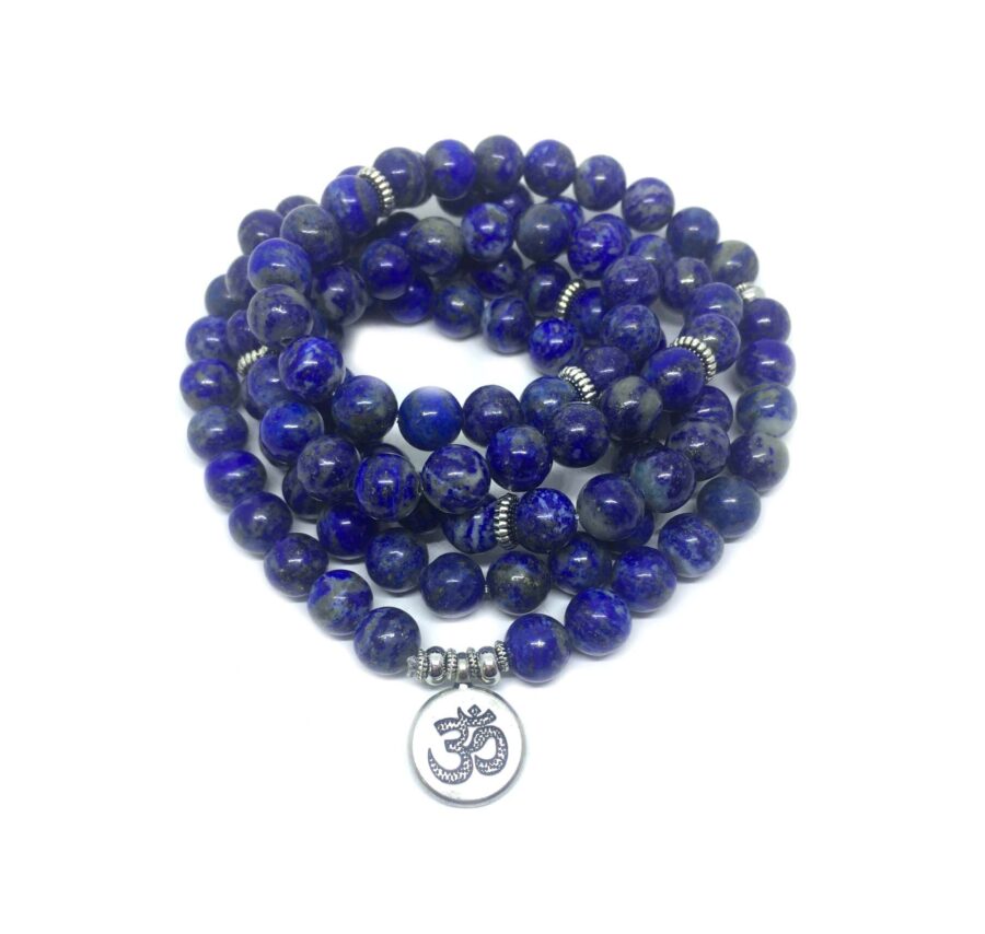 Natural Lapis Lazuli Stone Om Buddha Bracelet