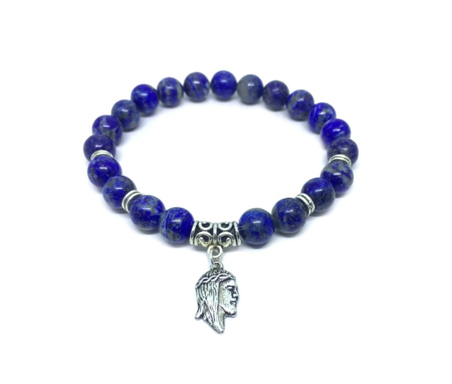 Lapis Lazuli Jesus Charm Bracelet