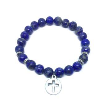 Lapis Lazuli Cross Charm Bracelet