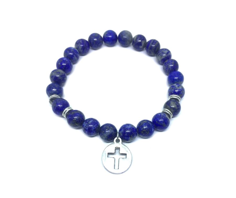 Lapis Lazuli Cross Charm Bracelet