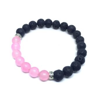 Rose Quartz And Lava Stone Bracelet