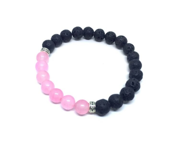 Rose Quartz And Lava Stone Bracelet