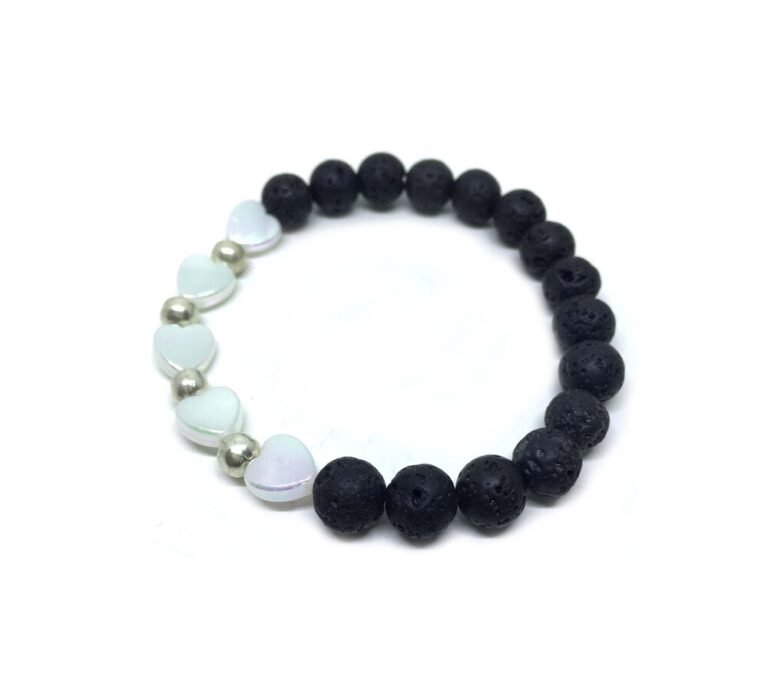 Heart And Lava Stone Bracelet