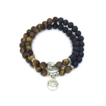 Tiger Eye And Lava Stone Bracelet