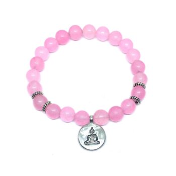 Buddha Charm Natural Rose Quartz Stretch Bracelet