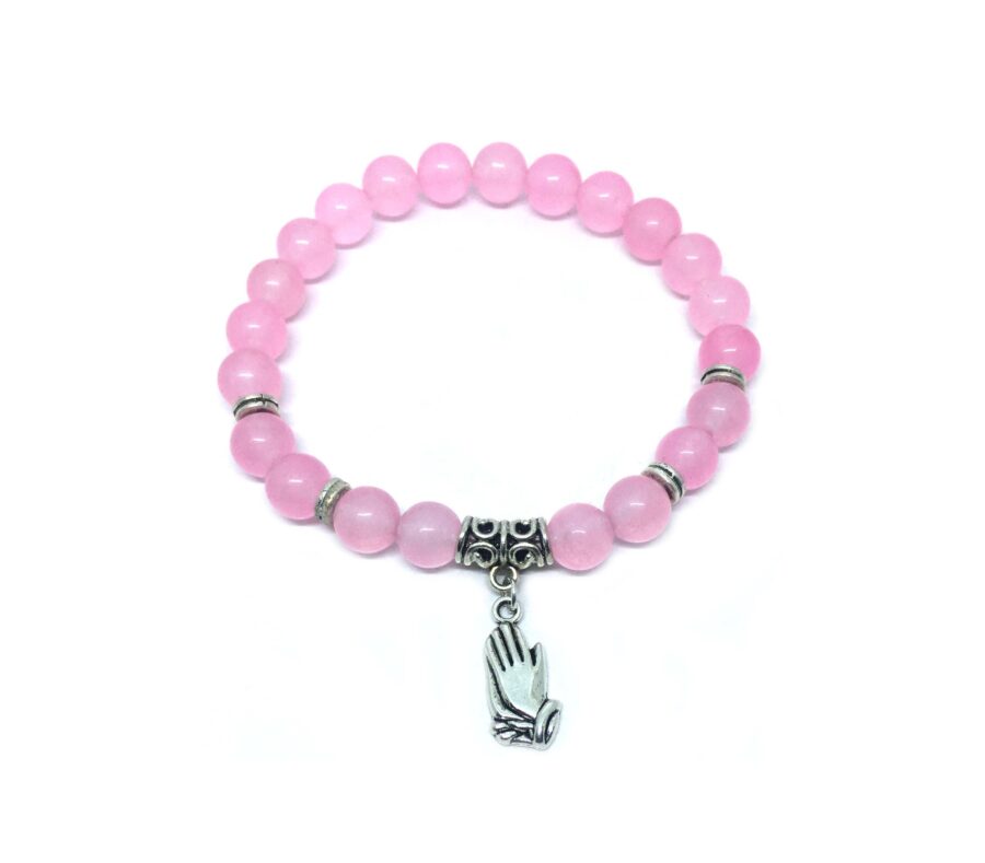 Rose Quartz Prayer Charm Bracelet