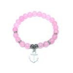 Rose Quartz Anchor Charm Bracelet