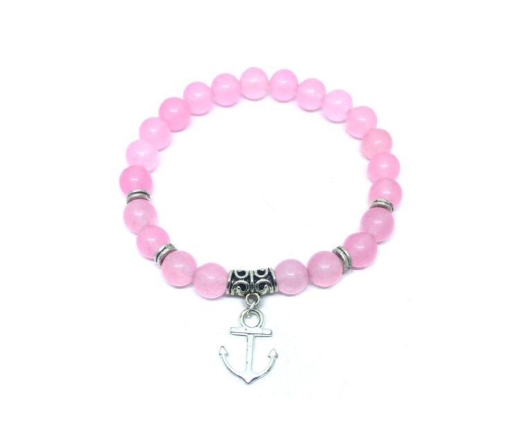 Rose Quartz Anchor Charm Bracelet