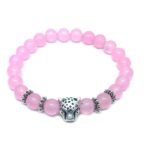 Rose Quartz Bead Leopard Bracelet